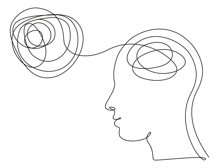 Hand-drawn illustration on the Patient FAQ page — Maxwell Minds black and white aesthetic